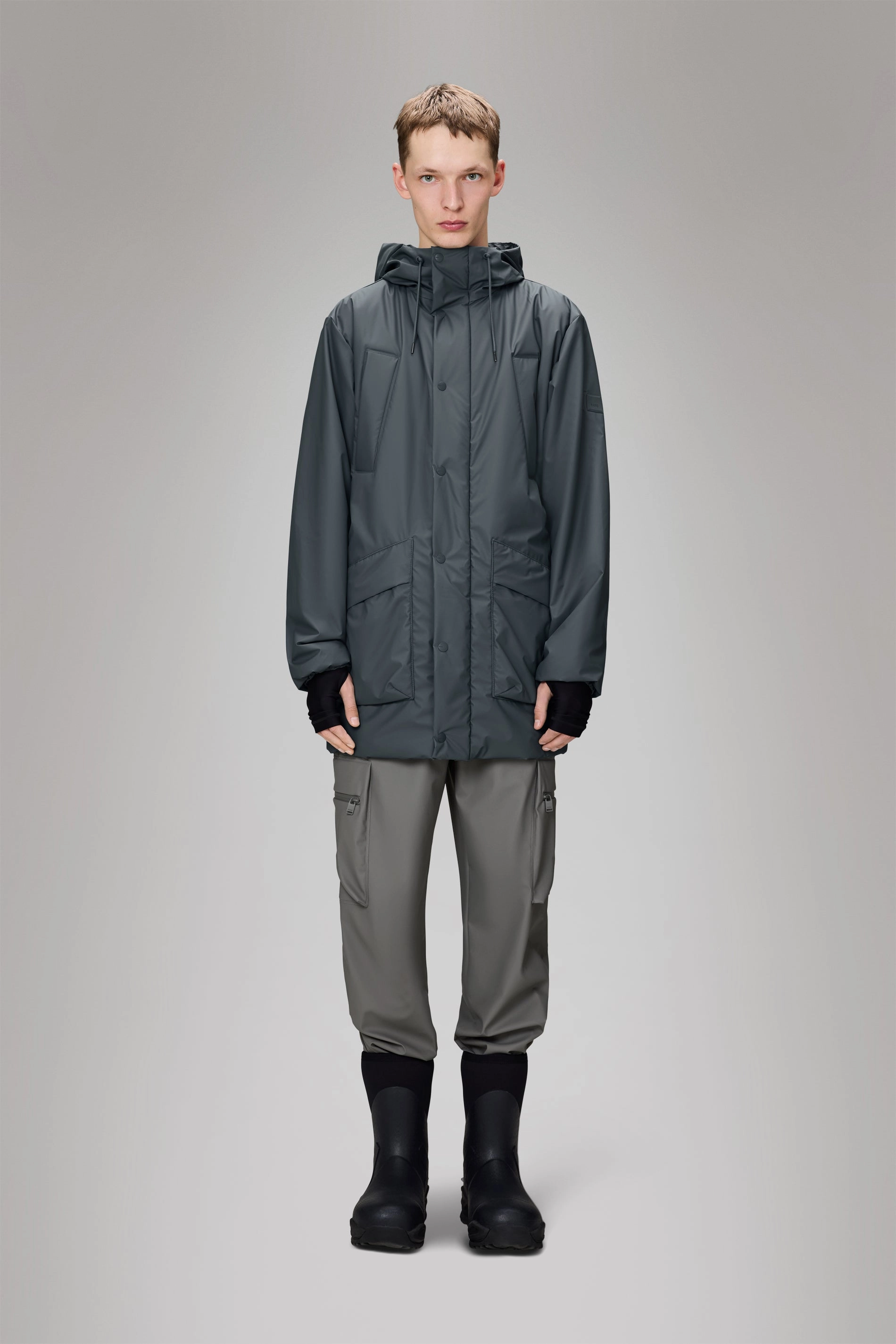 Lohja Long Insulated Cargo Jacket One Color Sleek Layer Look