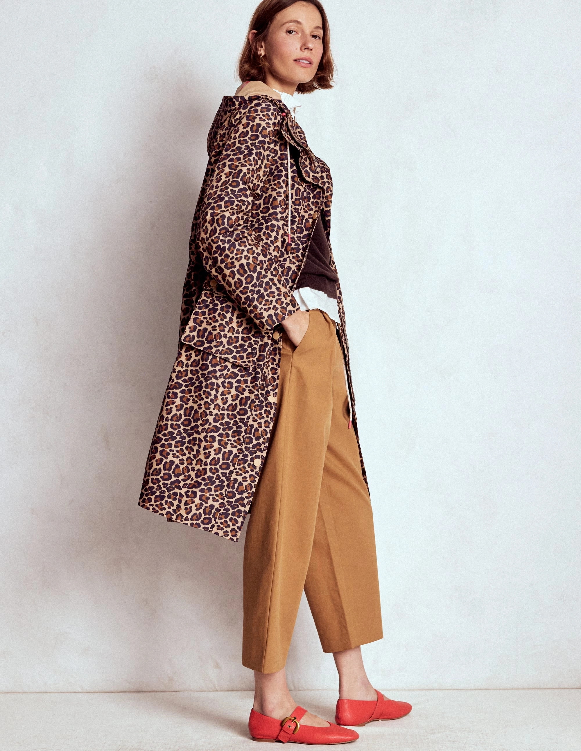 Longline Rain Mac-Multi, Cheetah Pop Single Breasted Weekend Chill Style