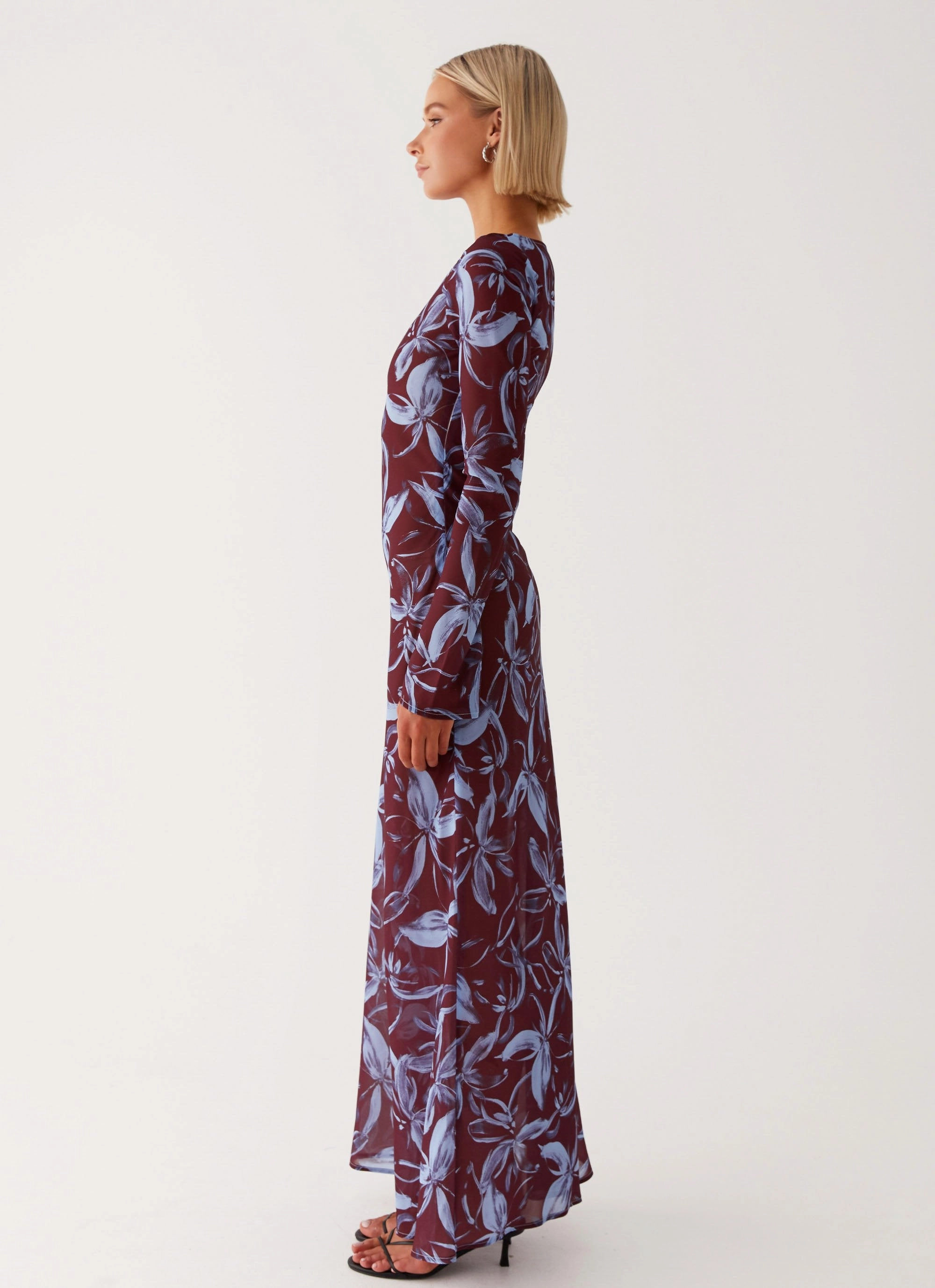 Lightweight Layer Lorde Maxi Dress - Brown Purple Floral