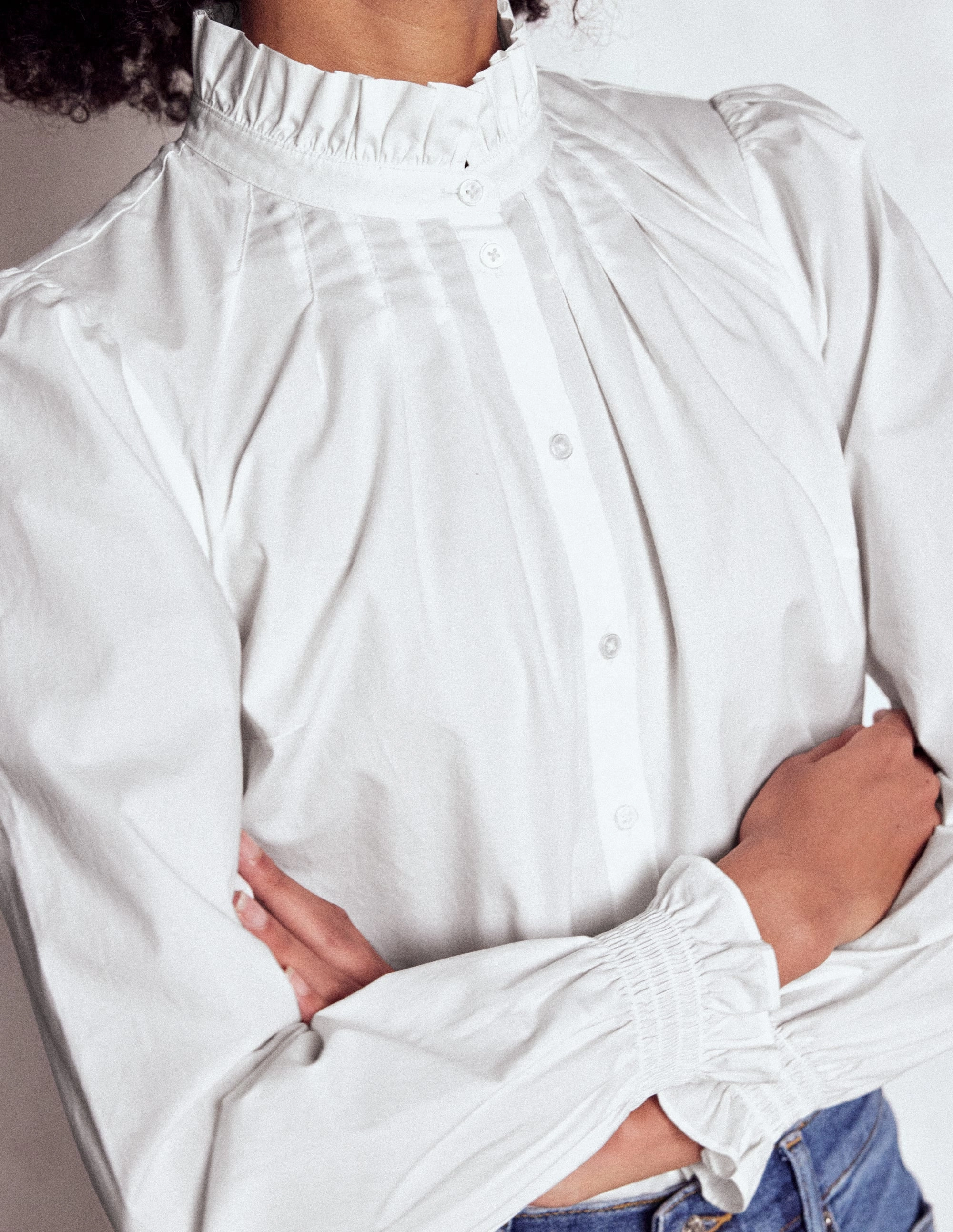AntiPillingSurface Lorna Pleated Cotton Top-White
