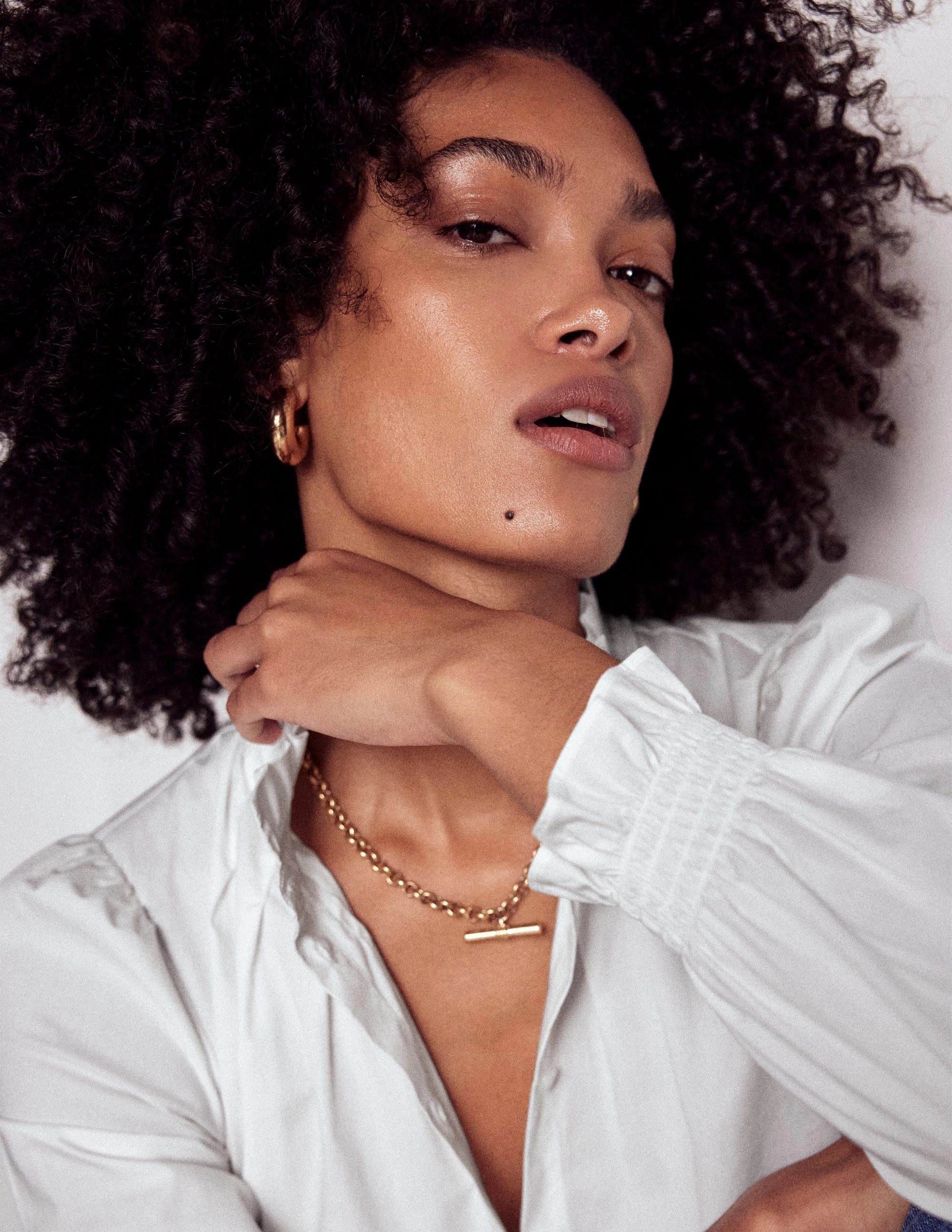 Lightweight Weave Material Lorna Pleated Cotton Top-White