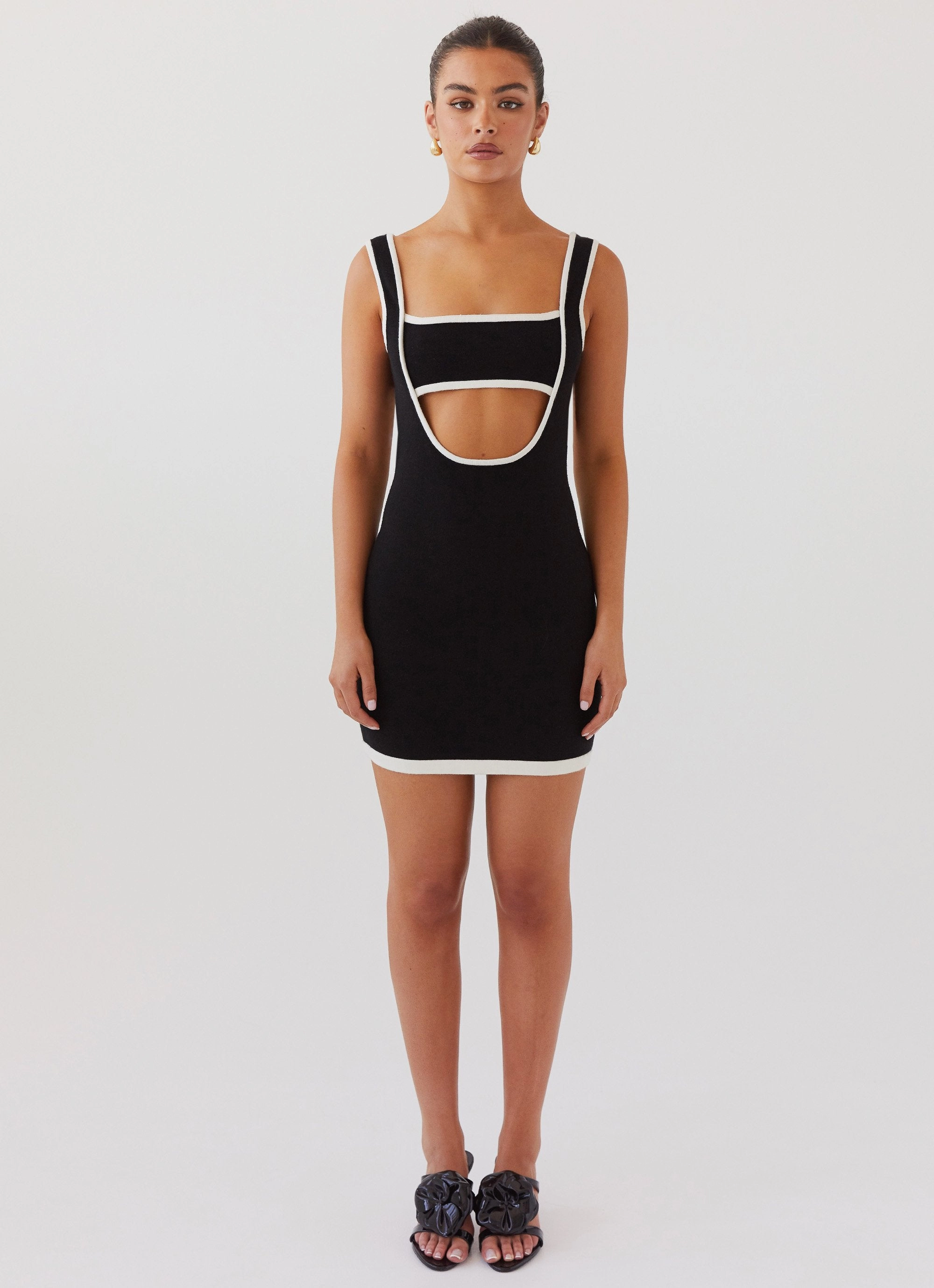 summer breeze Open Back Lost In Paris Knit Mini Dress - Black