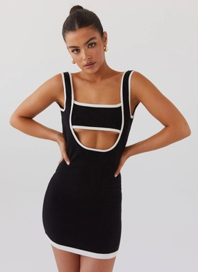 Transitional-Wear Lost In Paris Knit Mini Dress - Black