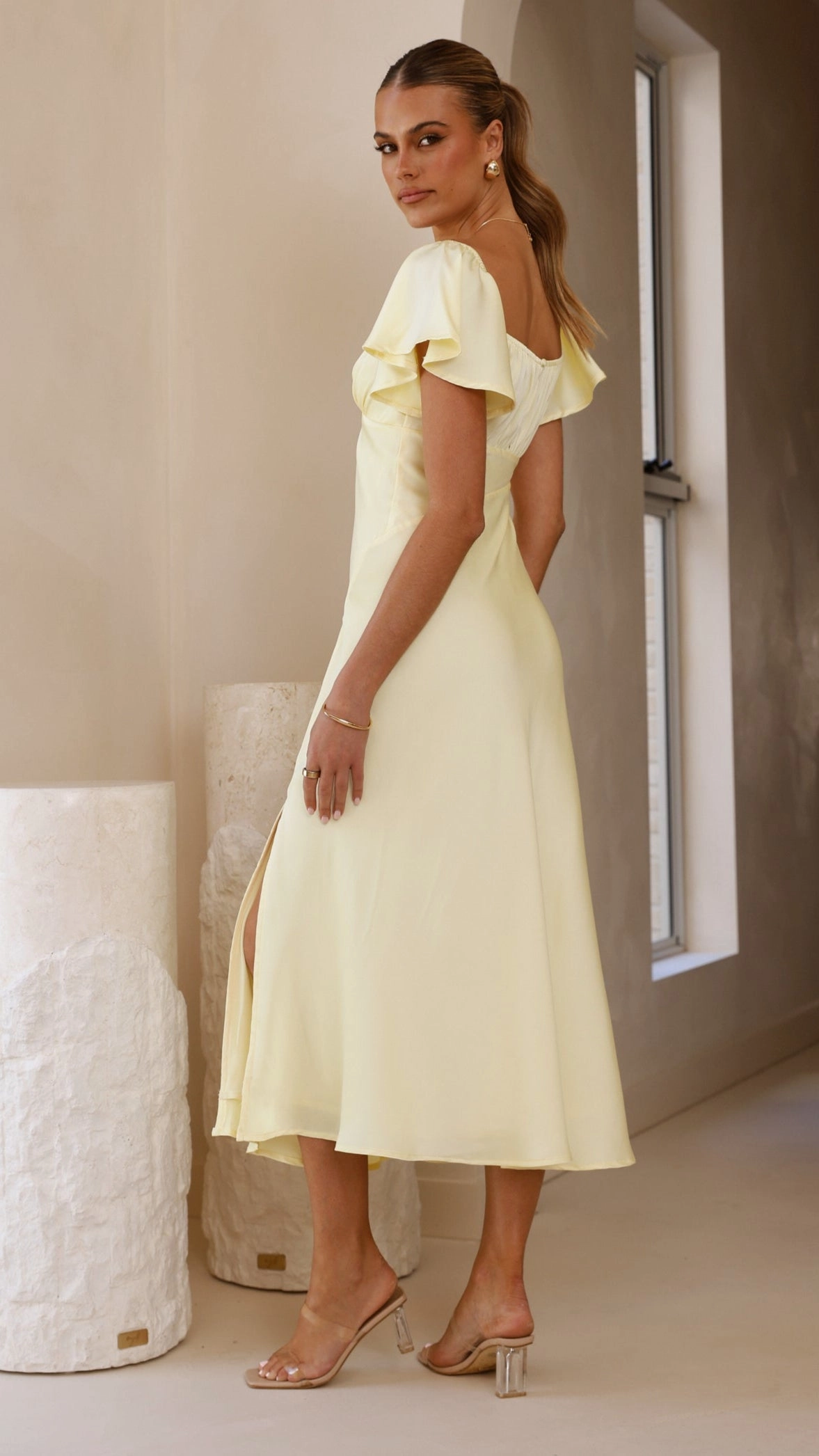 Louisa Midi Dress - Yellow Light Attitude