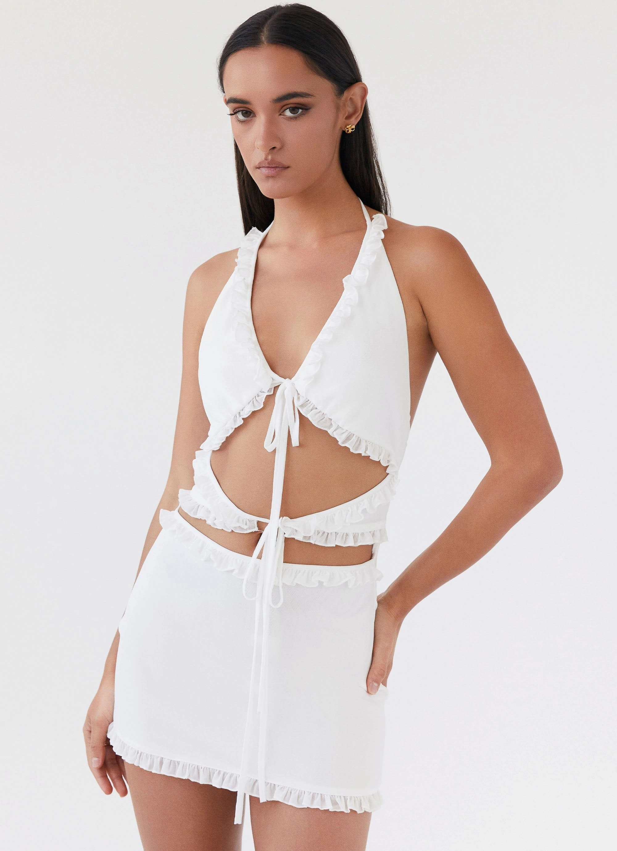Love Exchange Ruffle Mini Dress - White Midi-Length Light Wrap