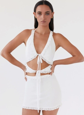 Indoor Event Sleeve Light Love Exchange Ruffle Mini Dress - White