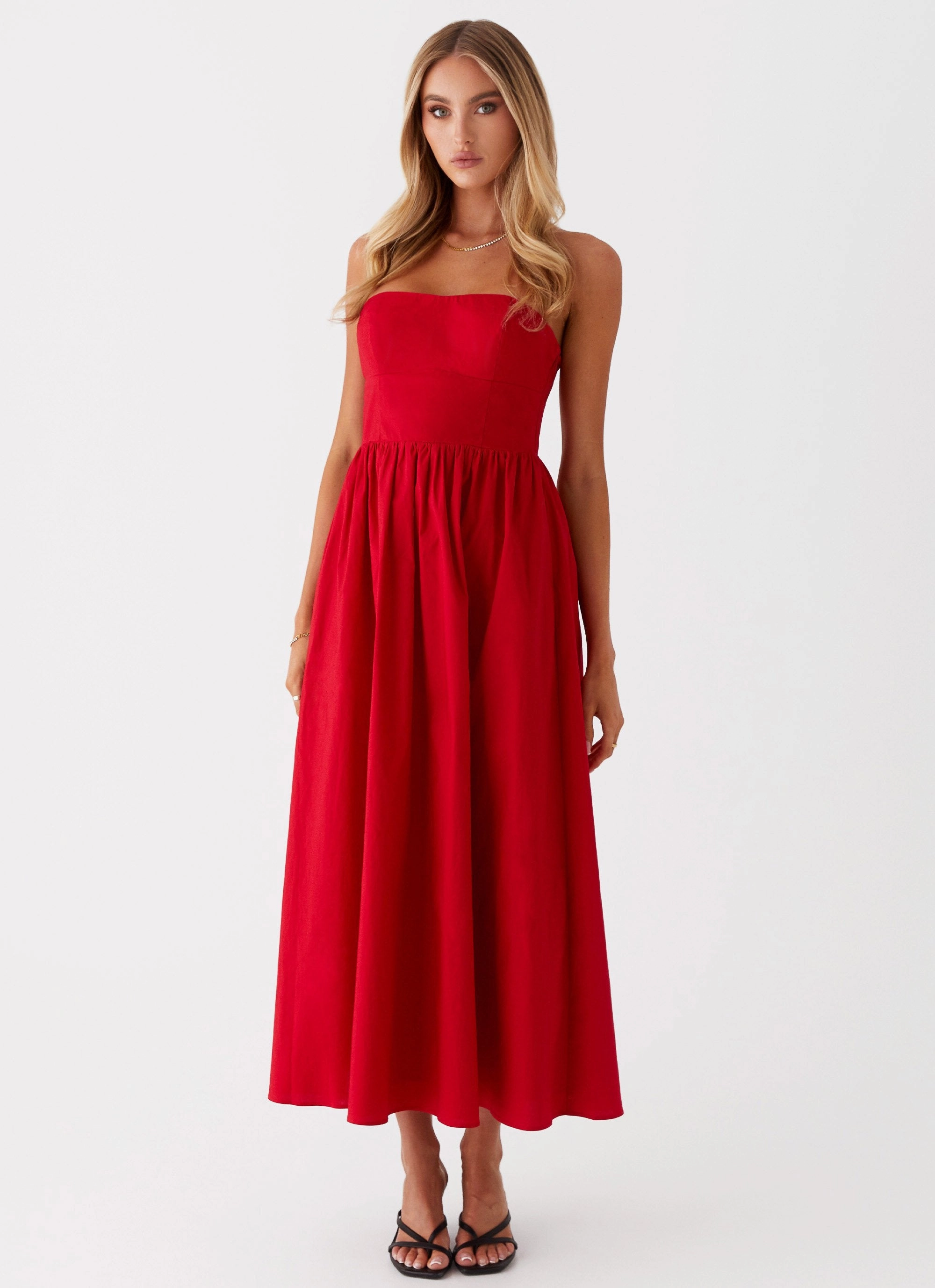 Sculpted Fit Pure Stitch Love Me Later Midi Dress - Red