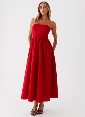 Perfectly Fitted All-Day Comfort Wear Love Me Later Midi Dress - Red
