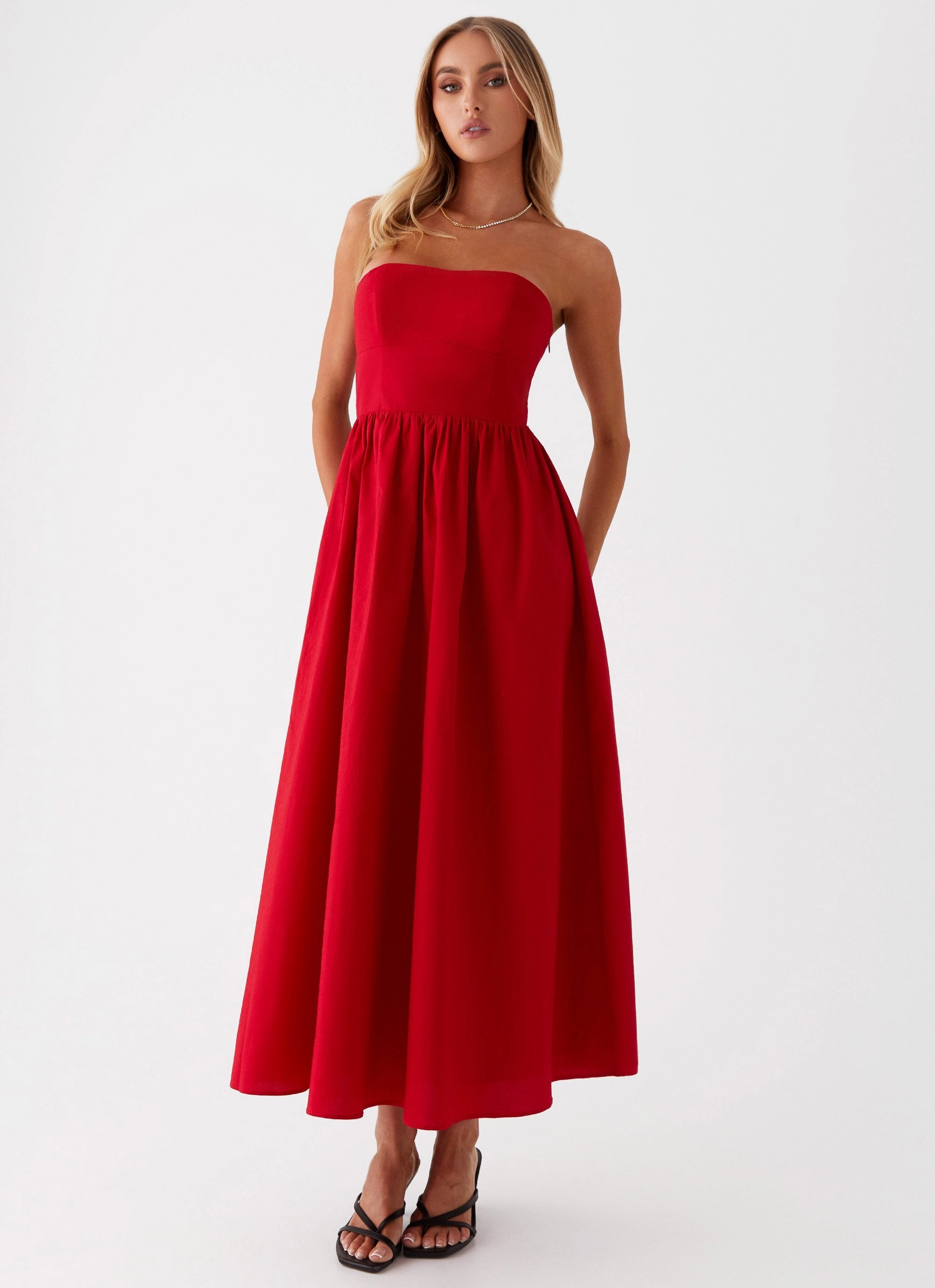 Perfectly Fitted All-Day Comfort Wear Love Me Later Midi Dress - Red