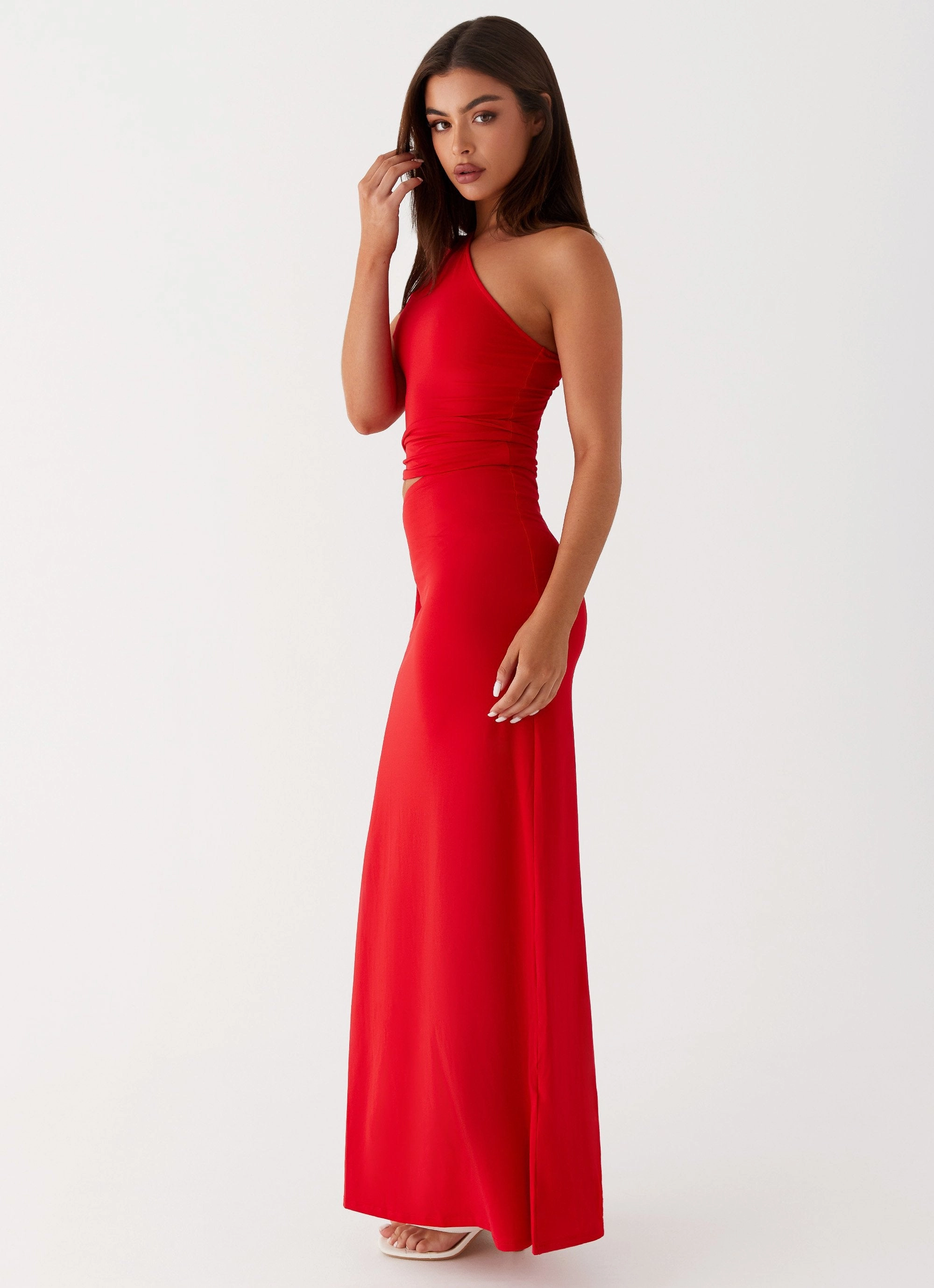 Lower Hem Love Me Tie Maxi Dress - Red