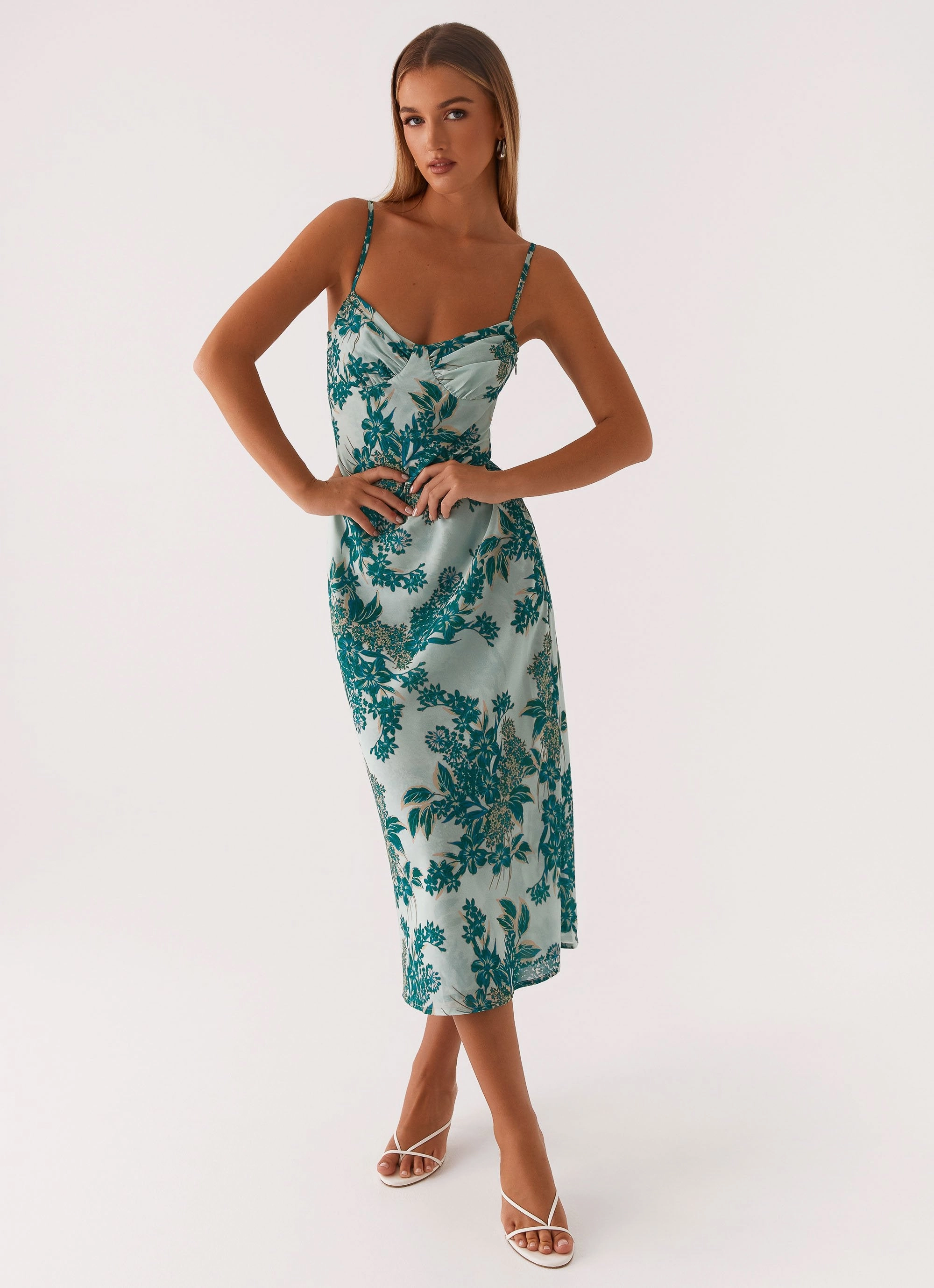 Hidden Pocket Relaxed and Elegant Love Song Midi Dress - Cloud Nine Floral