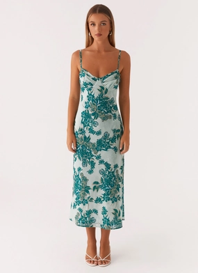 Elegant Touch Love Song Midi Dress - Cloud Nine Floral