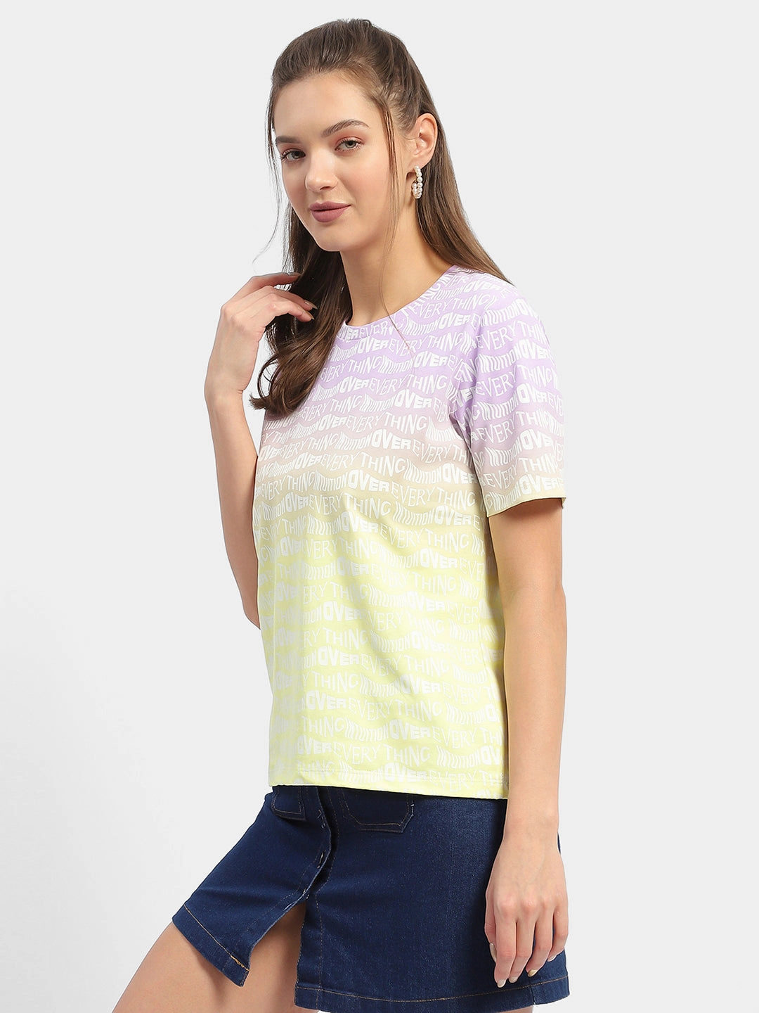 Madame Typography Purple Ombre Effect T-Shirt Sustainable production layerable