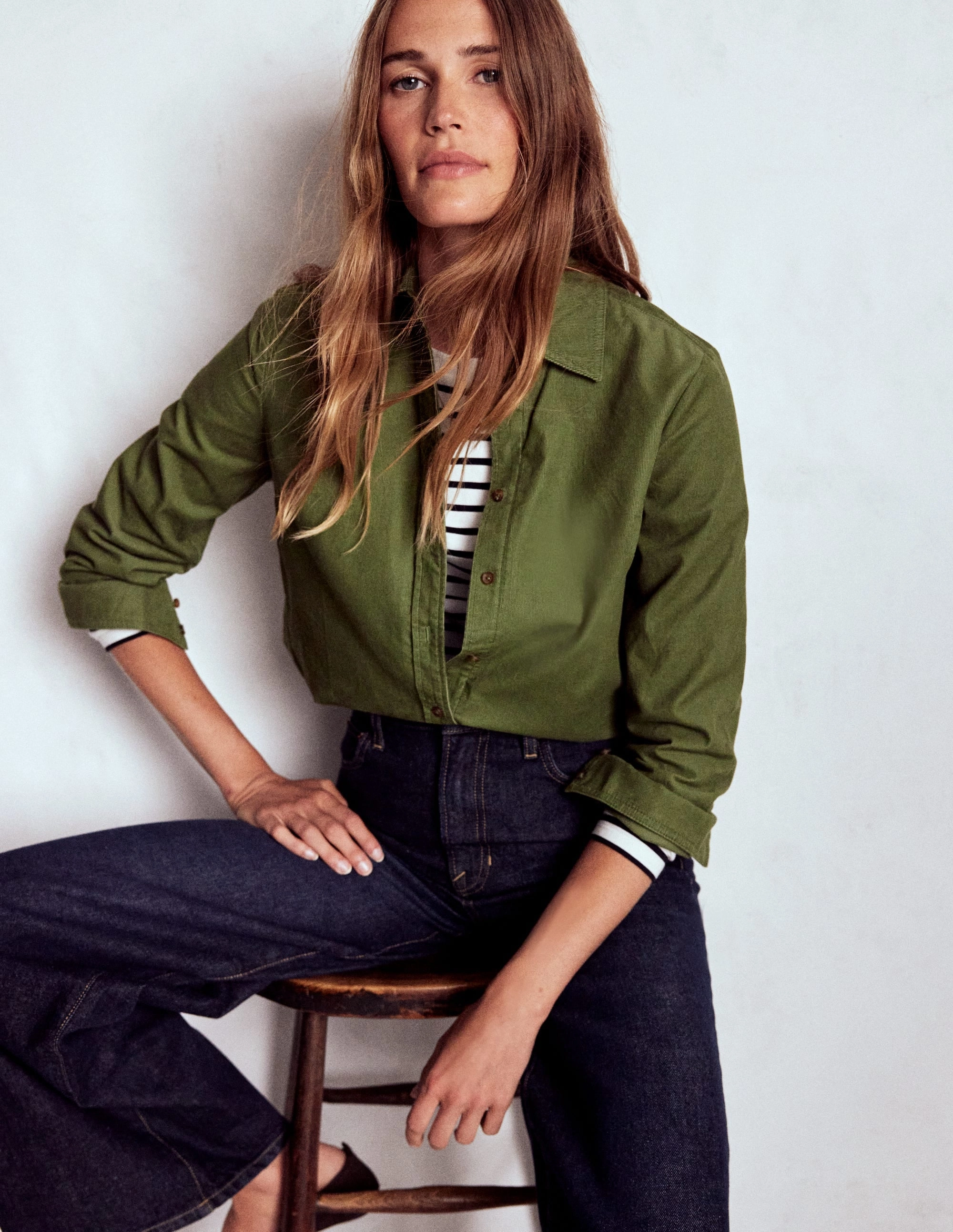 Sienna Cord Shirt-Fern Ribbed Trims