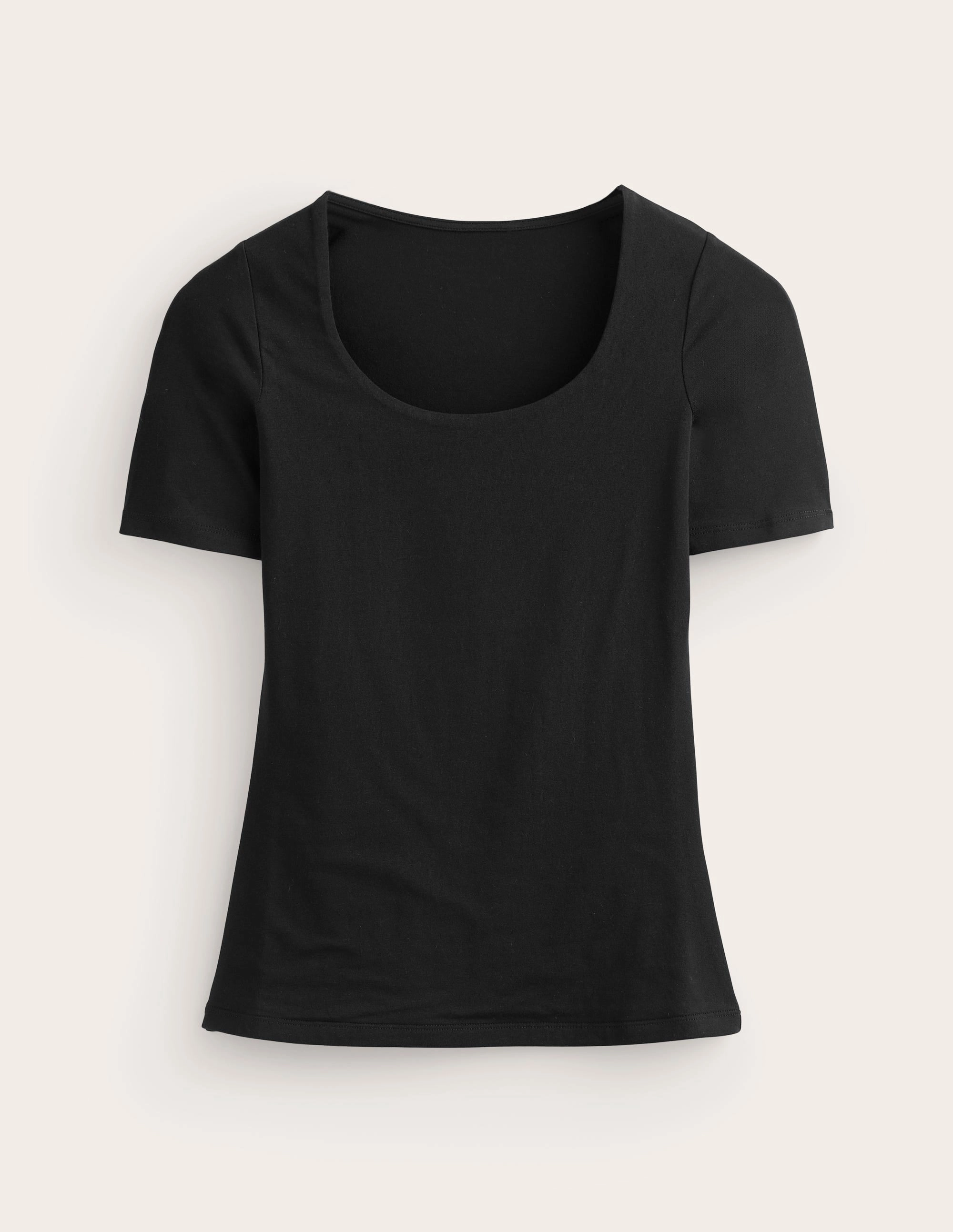 Double Layer Scoop T-shirt-Black FlexibleKnit