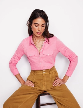 Amy Jersey Shirt-Formica Pink Stretchable Knit
