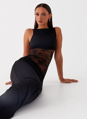 Lucinda Maxi Dress - Black Zip Closure