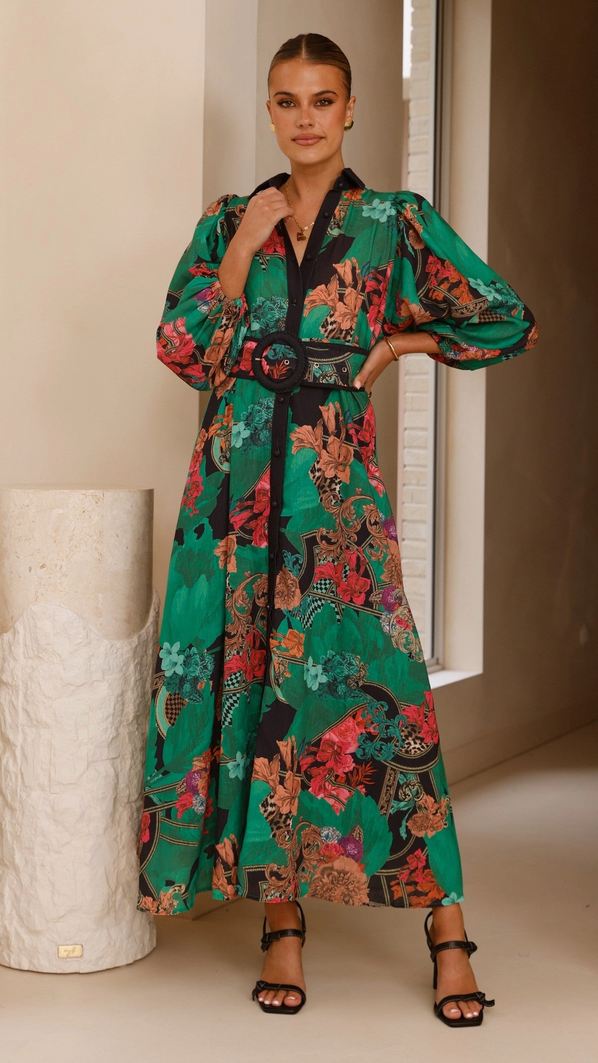Ruffle Hem Lucinda Maxi Dress - Green