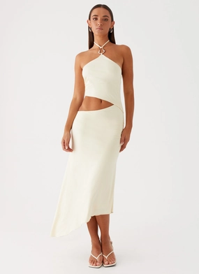 Satin Grace Tasha Maxi Dress - Lemon