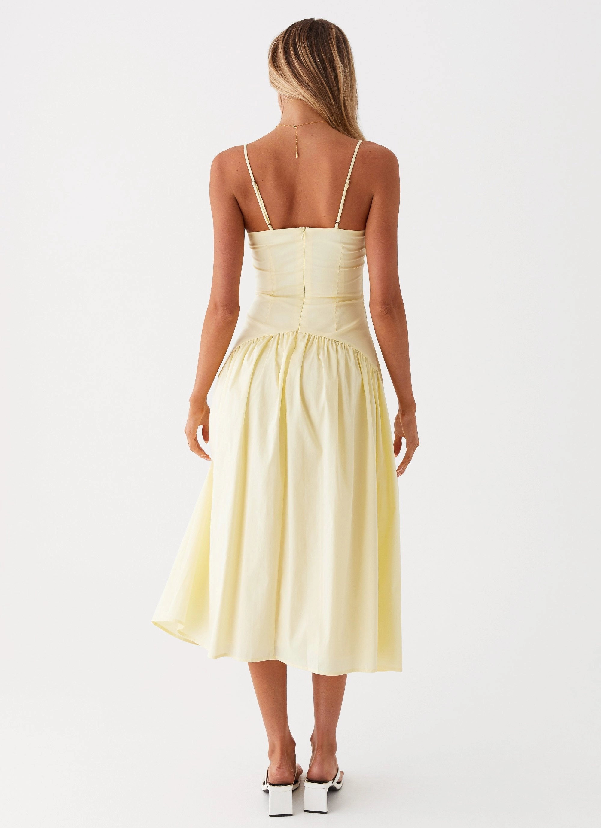 Chill Moment Jewel Accent Yvette Corset Midi Dress - Yellow