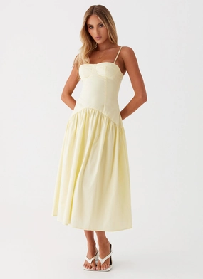 Yvette Corset Midi Dress - Yellow Smooth Design