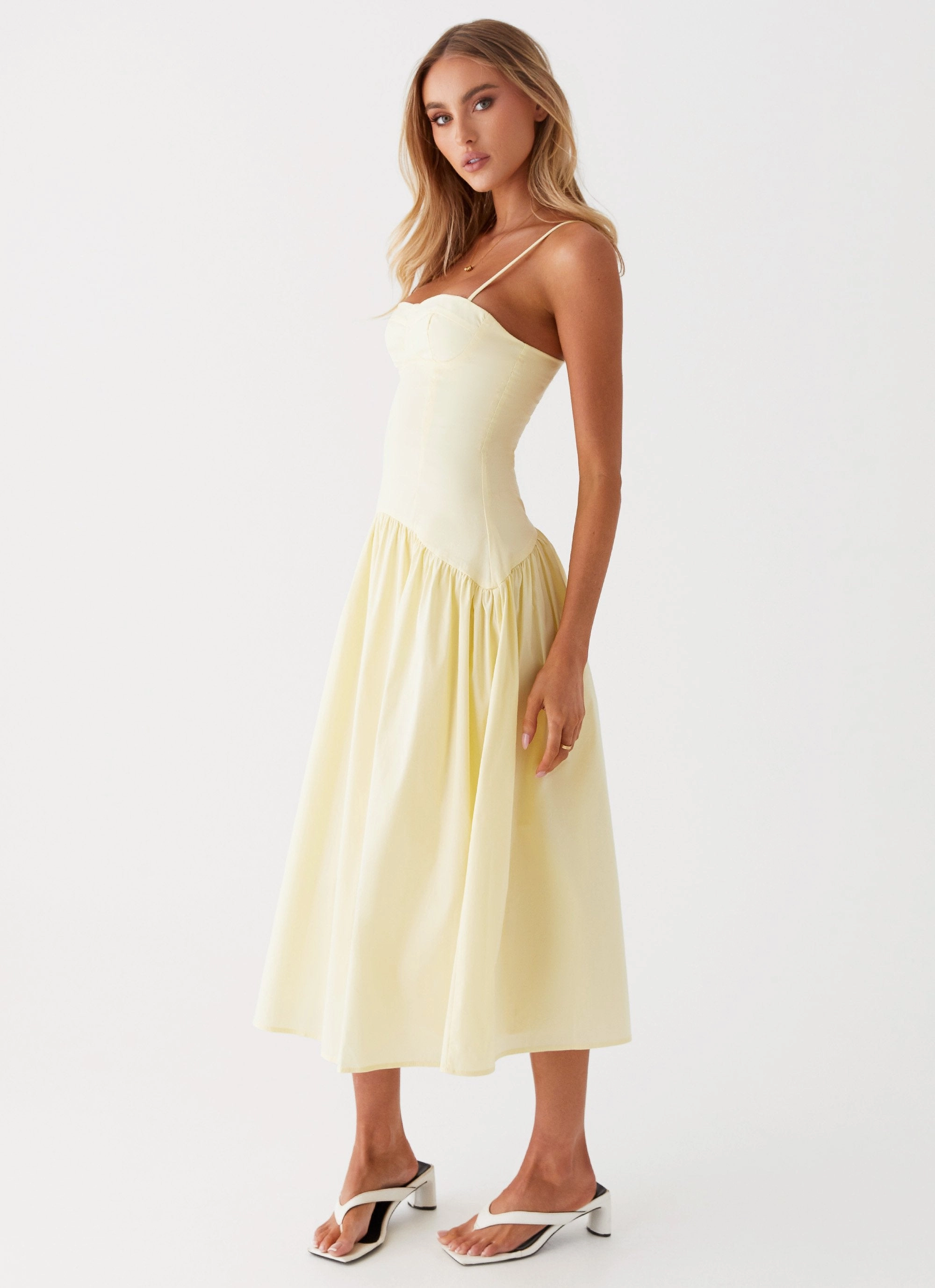 Sharp Style Yvette Corset Midi Dress - Yellow
