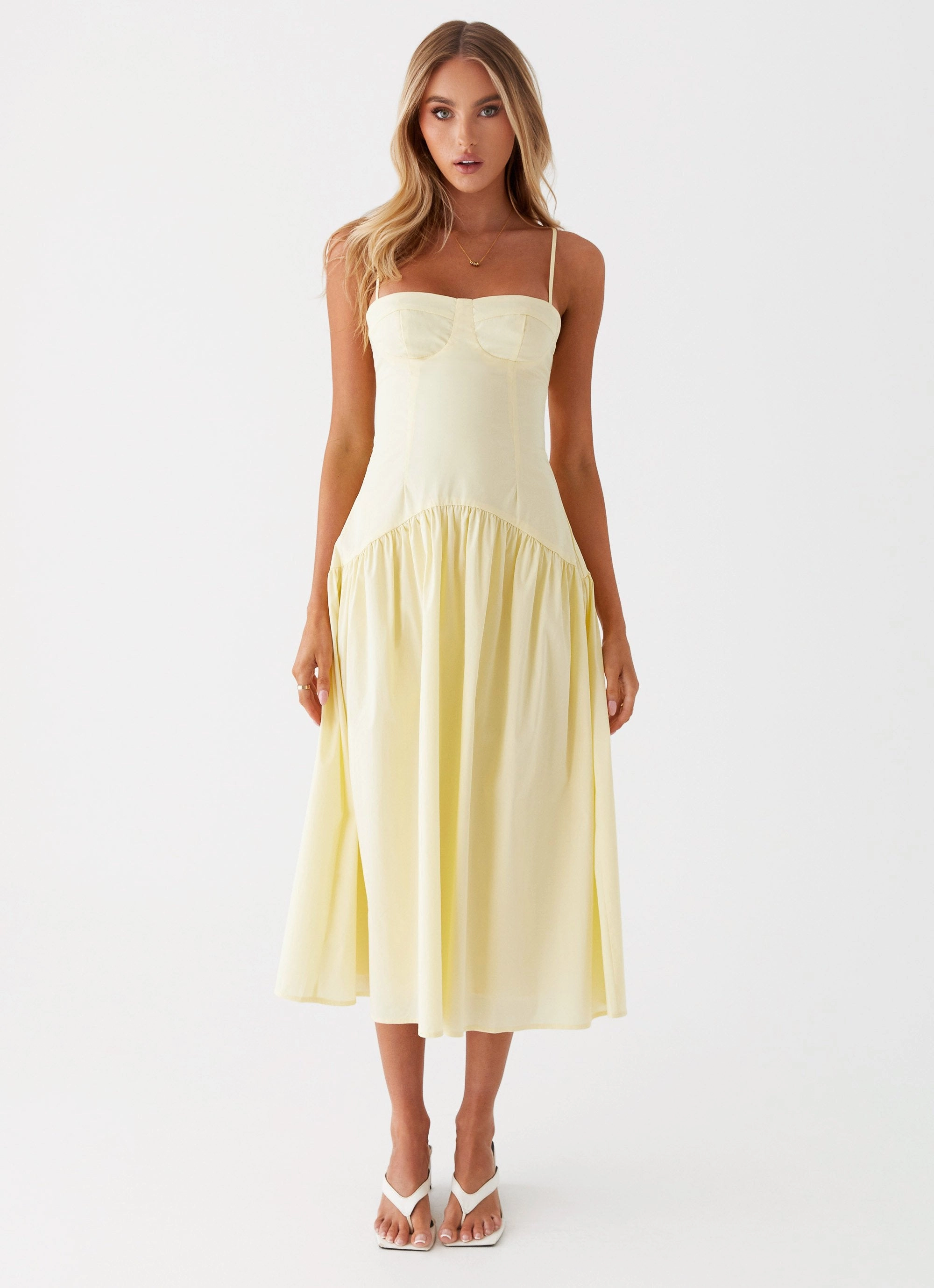 Yvette Corset Midi Dress - Yellow Summer Air