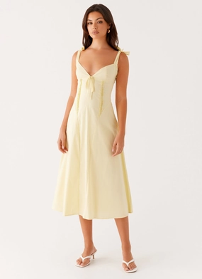 Adela Midi Dress - Yellow Garden Scene