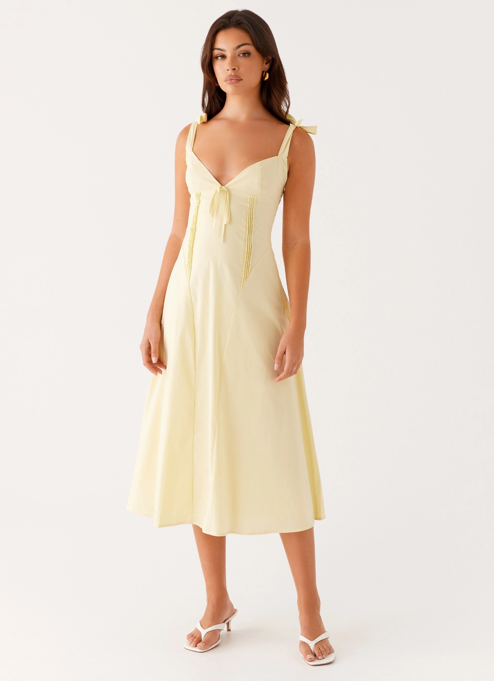 Adela Midi Dress - Yellow Garden Scene
