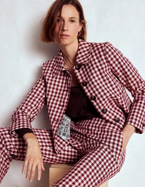 Knightsbridge Gingham Jacket-Chestnut Gingham SeamlessShoulderPanels