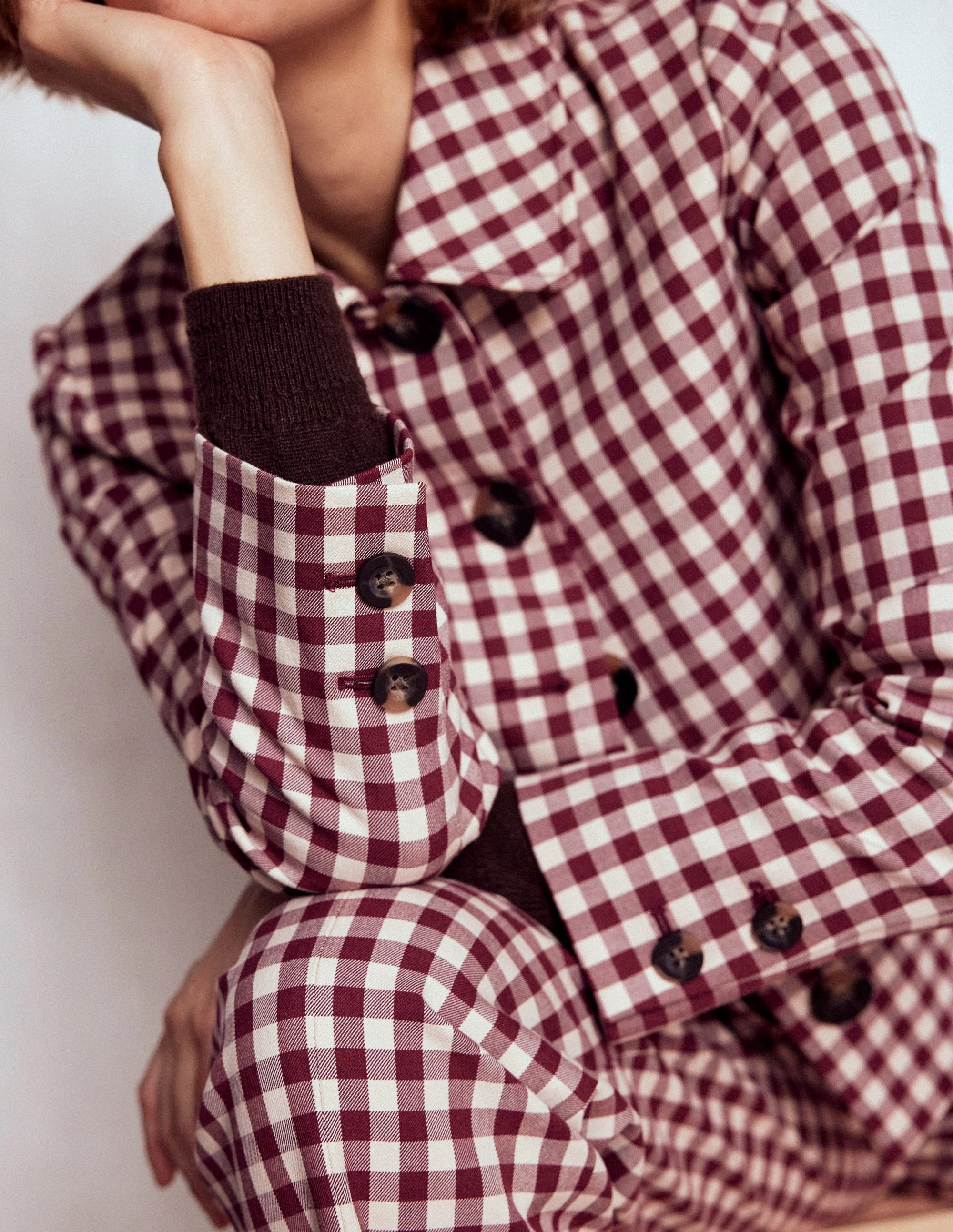 Knightsbridge Gingham Jacket-Chestnut Gingham Compressed Packing Design Weather Proof