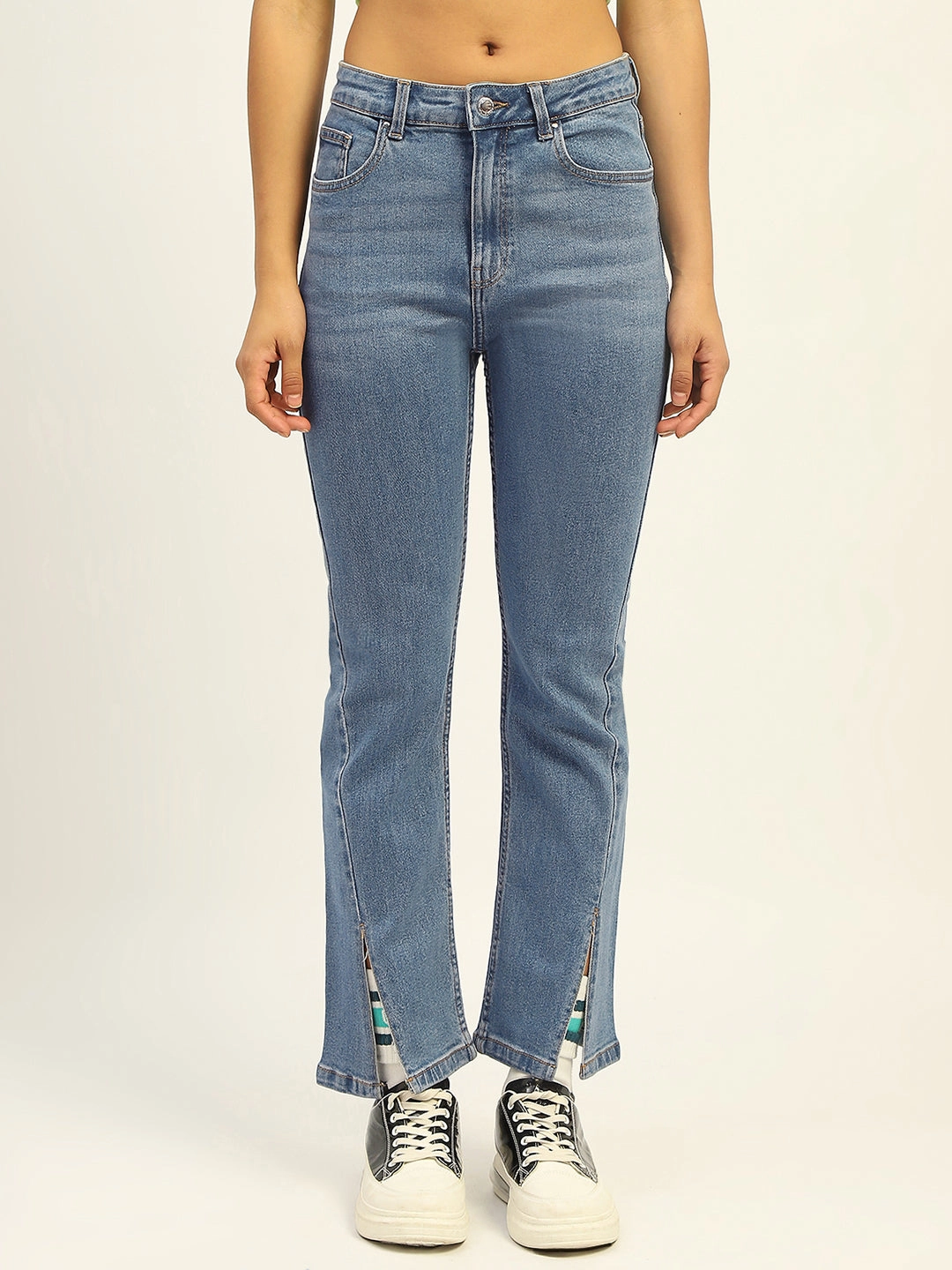 Fashion Comfort Madame Blue Straight Fit Cotton Denim