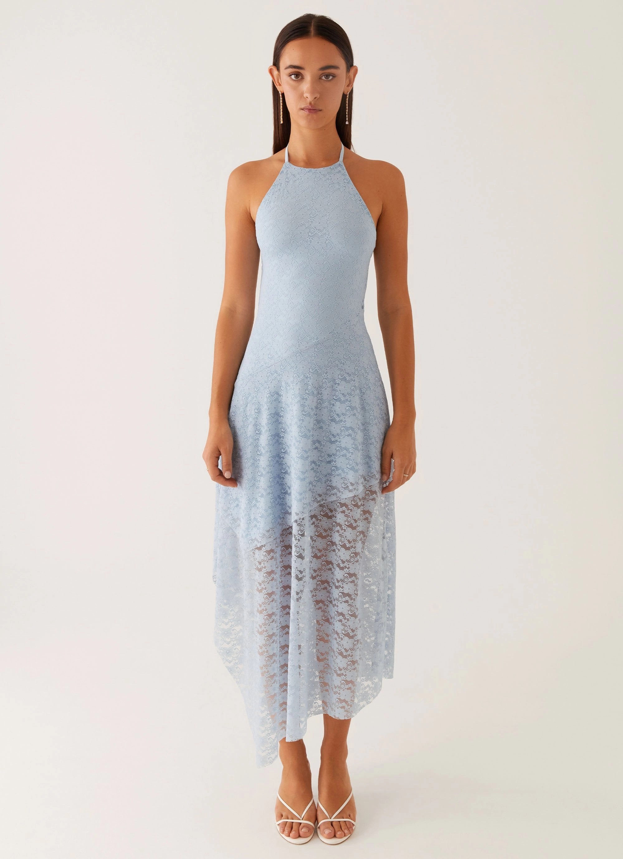 Lyndal Lace Midi Dress - Blue Chill Mode Smart Waistband Design