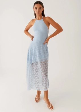 Comfortable Touch Comfortable and Soft Lyndal Lace Midi Dress - Blue