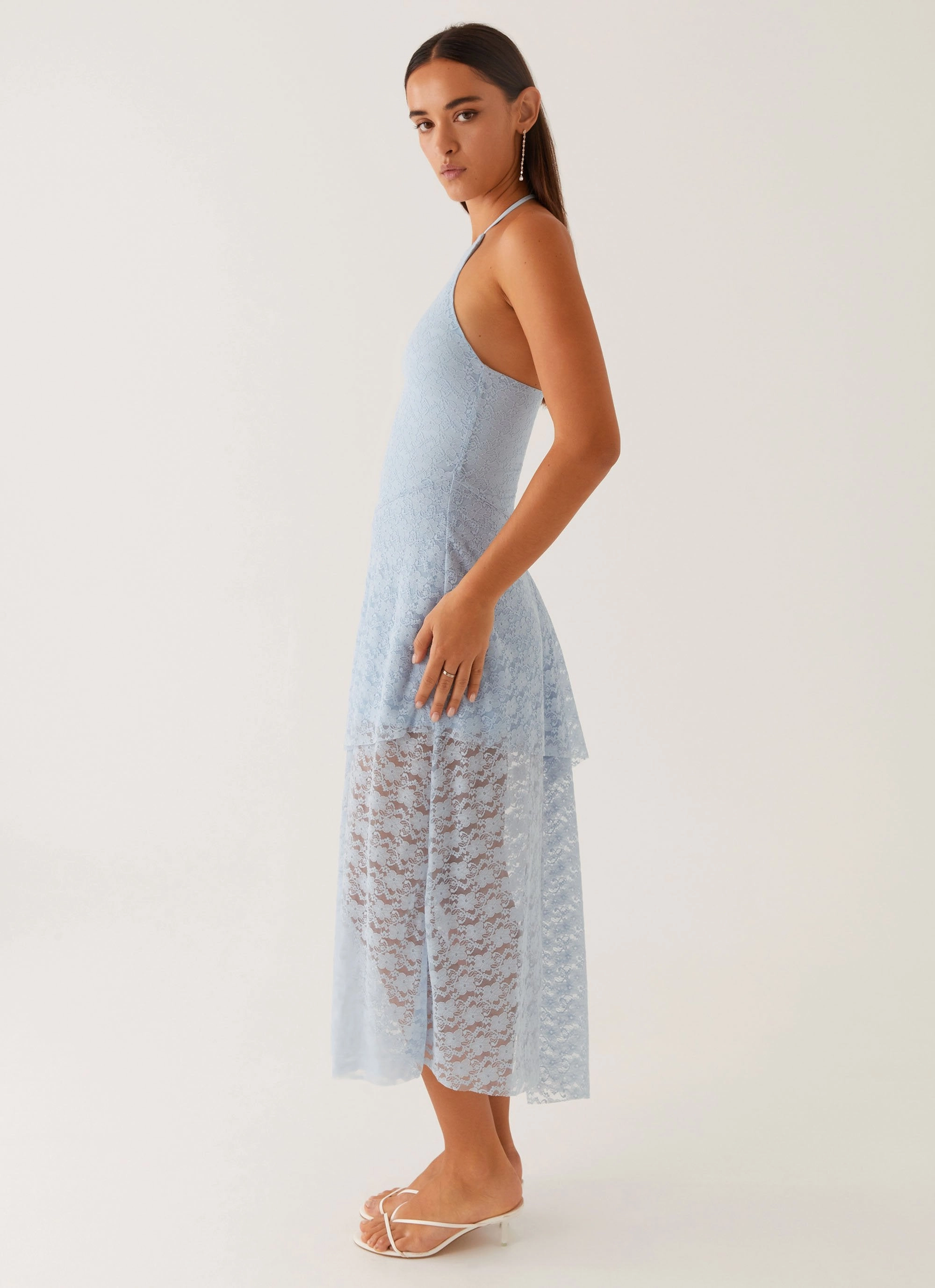 Fall Mood Comfortable fit Lyndal Lace Midi Dress - Blue