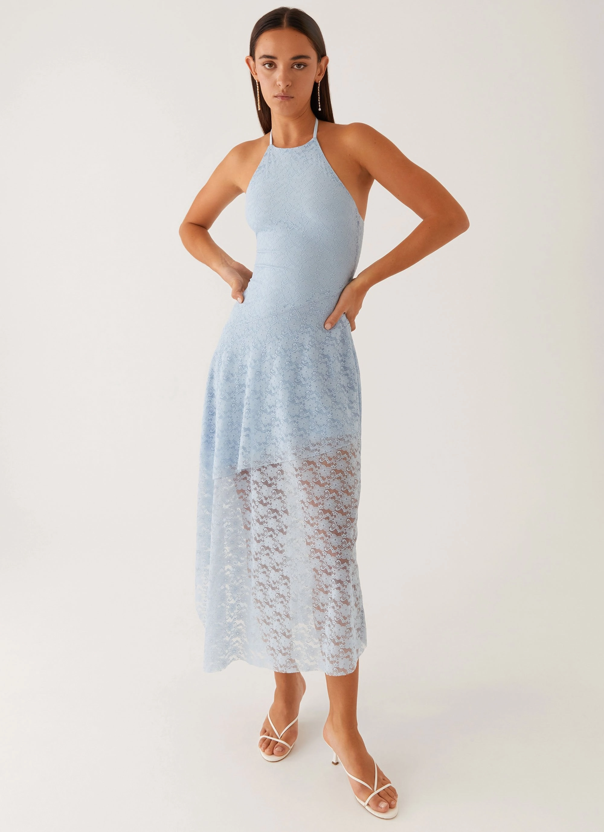 Comfortable Touch Comfortable and Soft Lyndal Lace Midi Dress - Blue