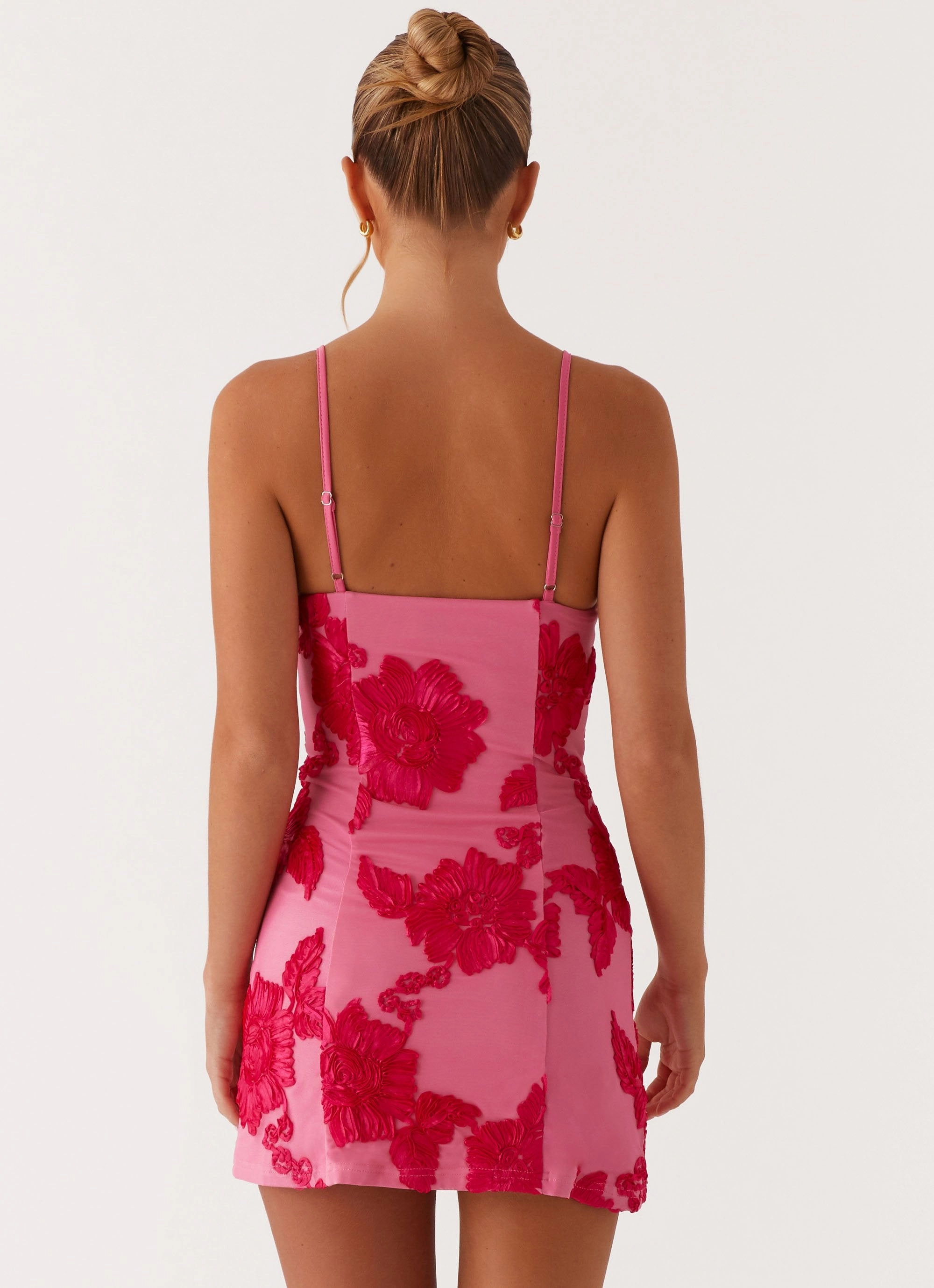 Airy Silk Formal Outfit Alivia Mini Dress - Pink