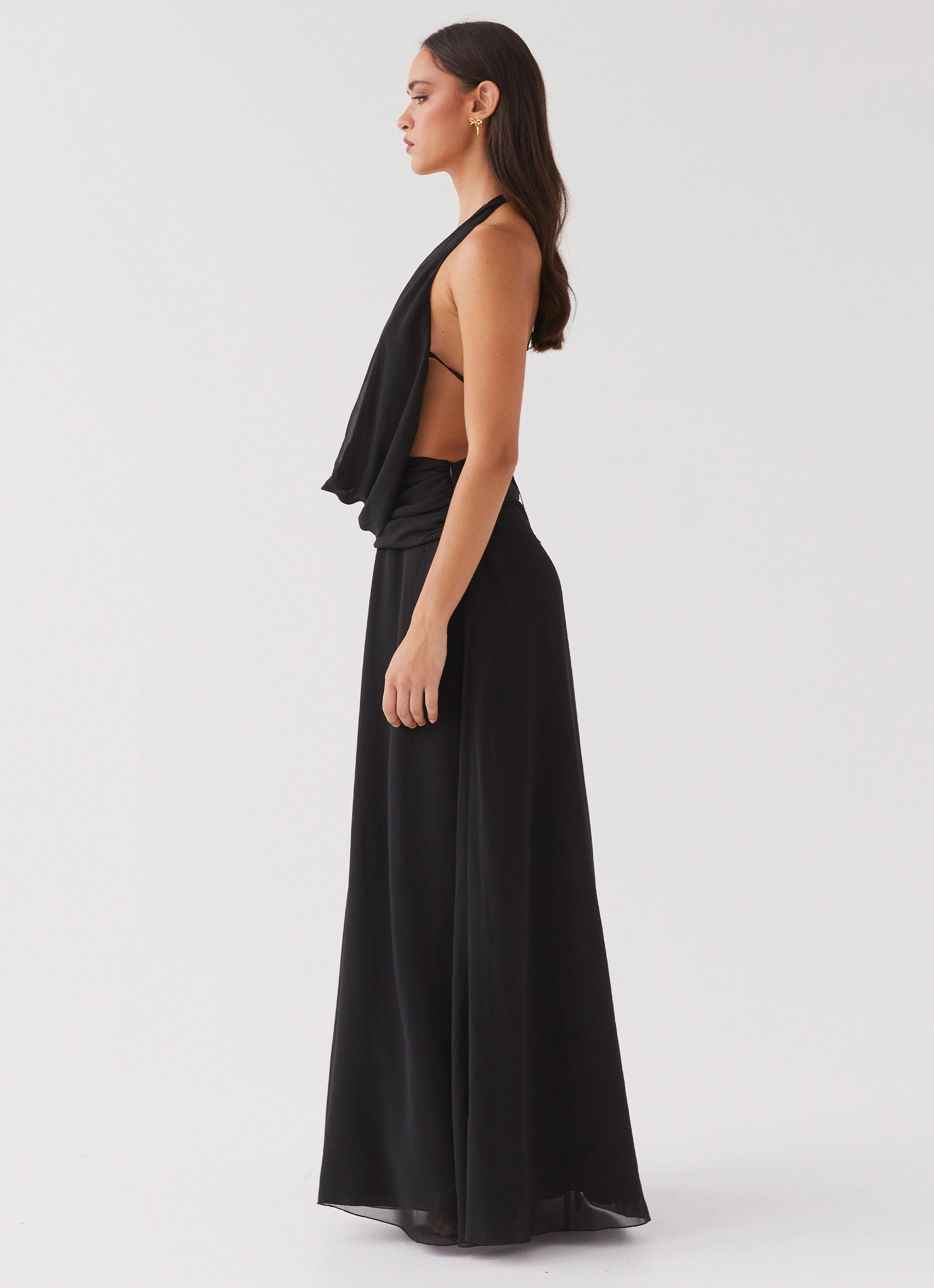 Elysia Chiffon Maxi Dress - Black Chic Vibe Day Chic