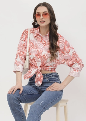 Trendy Outfit Madame Abstract Print Brick Orange Regular Shirt