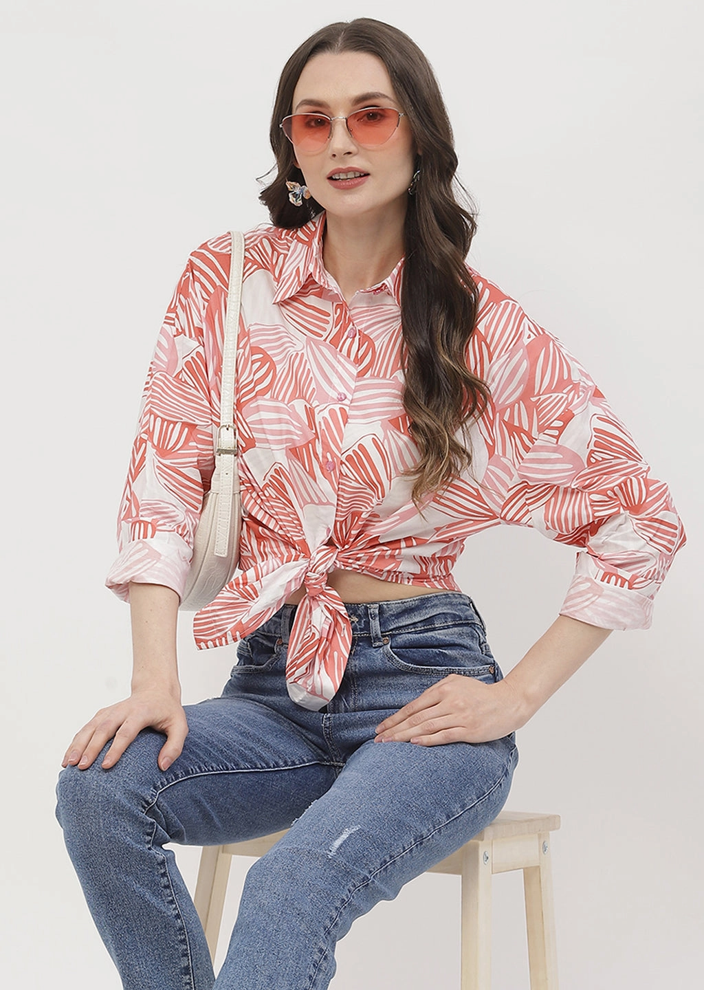 Trendy Outfit Madame Abstract Print Brick Orange Regular Shirt