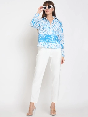 Seamless Technology Madame Alex Waist Belt Detail Solid White Trousers