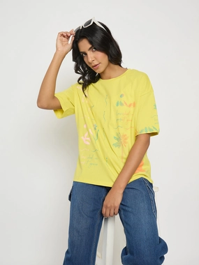 Beachwear Lightweight Layer Madame All Over Print Lemon Yellow T-Shirt