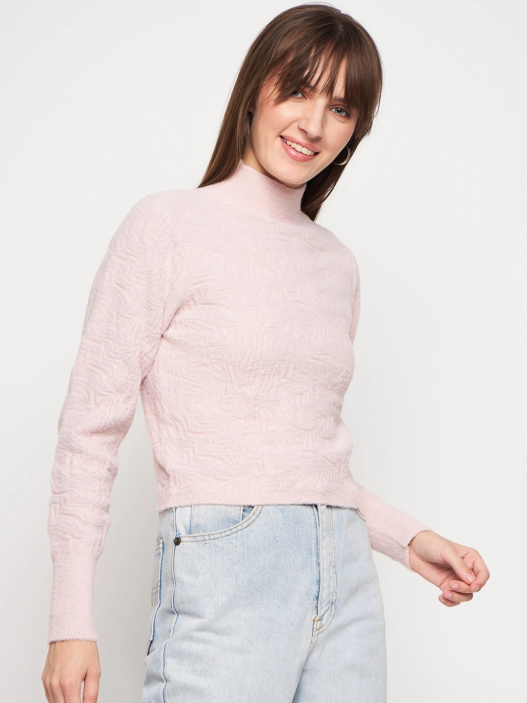 Madame Baby Pink Sweater Cozy pieces Tactile Grid Knit