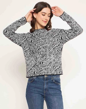 Cozy Touch Madame Black Animal Print Sweater
