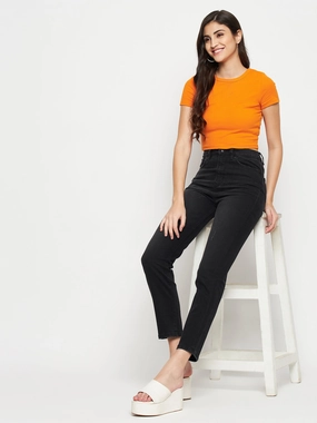 Madame Black Denim Layer game Casual Student Outfit