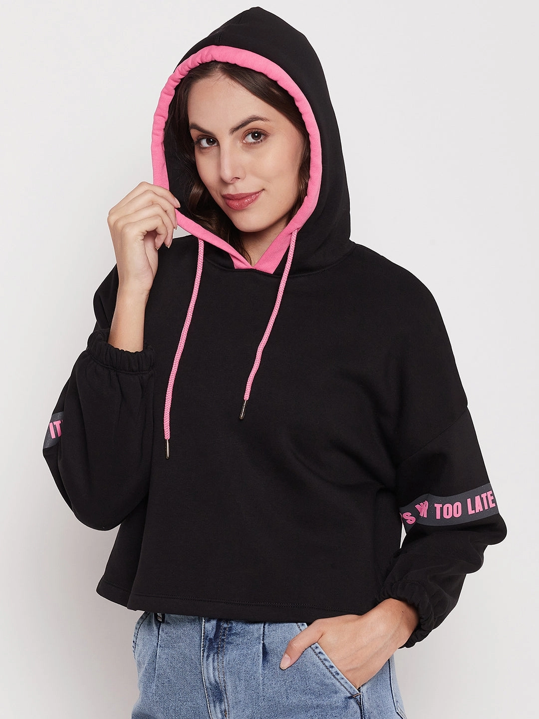 suitable for casual events Madame Black Hooded Sweatshirt
