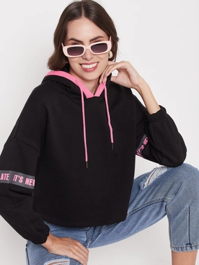 Madame Black Hooded Sweatshirt Relaxed Apparel product customization flexibility