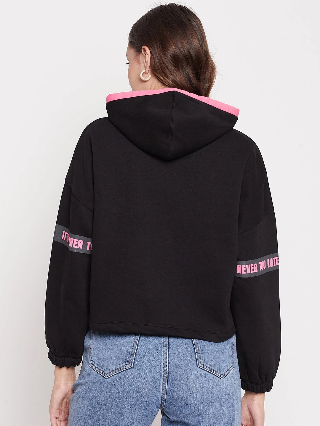 Madame Black Hooded Sweatshirt Soft Comfort Versatile Outfit