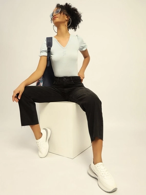 Madame Black Loose Fit Cotton Jeans Work Outfit City Ready