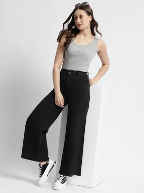 Night Out Neutral Textured Lifestyle Choice Madame Black Wid Leg High Rise Jeans